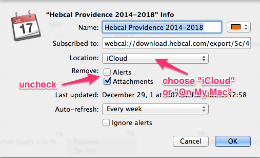 macOS Calendar Info dialog box v3