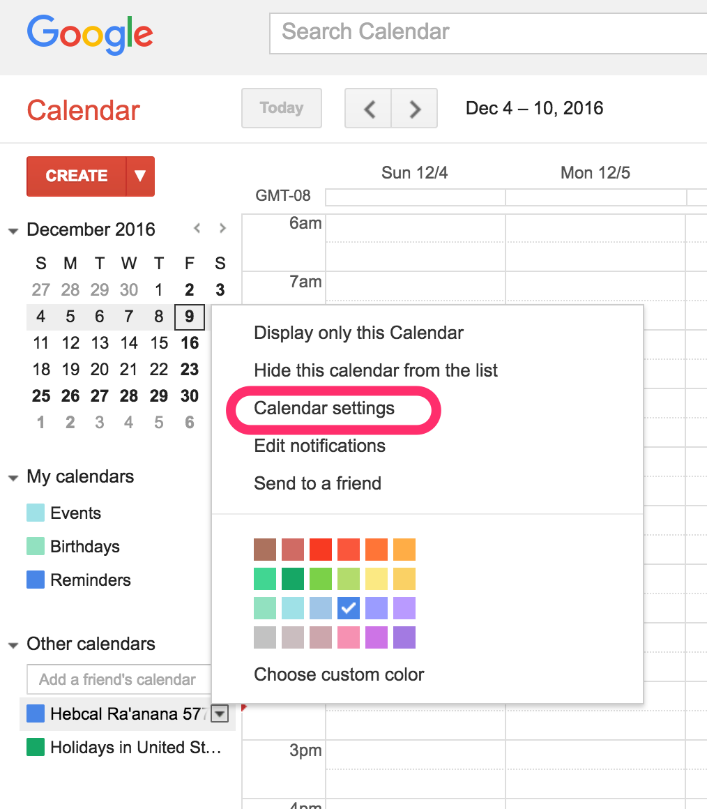 Google Calendar Jewish holidays download - Hebcal