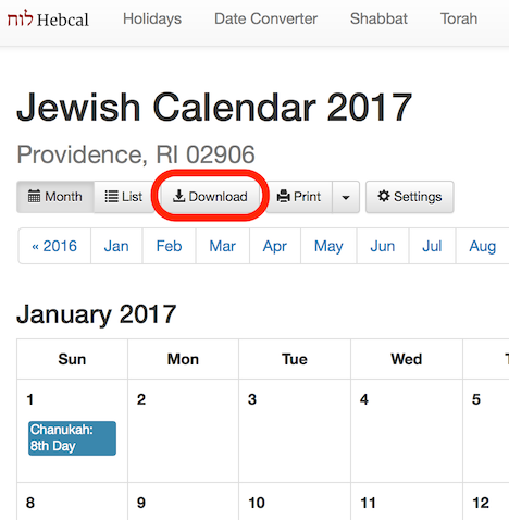 Macos Calendar Jewish Holidays Download Hebcal