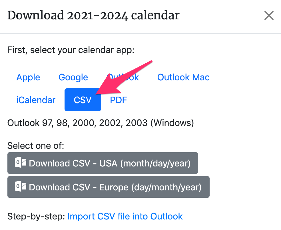 import calendar csv into outlook 365