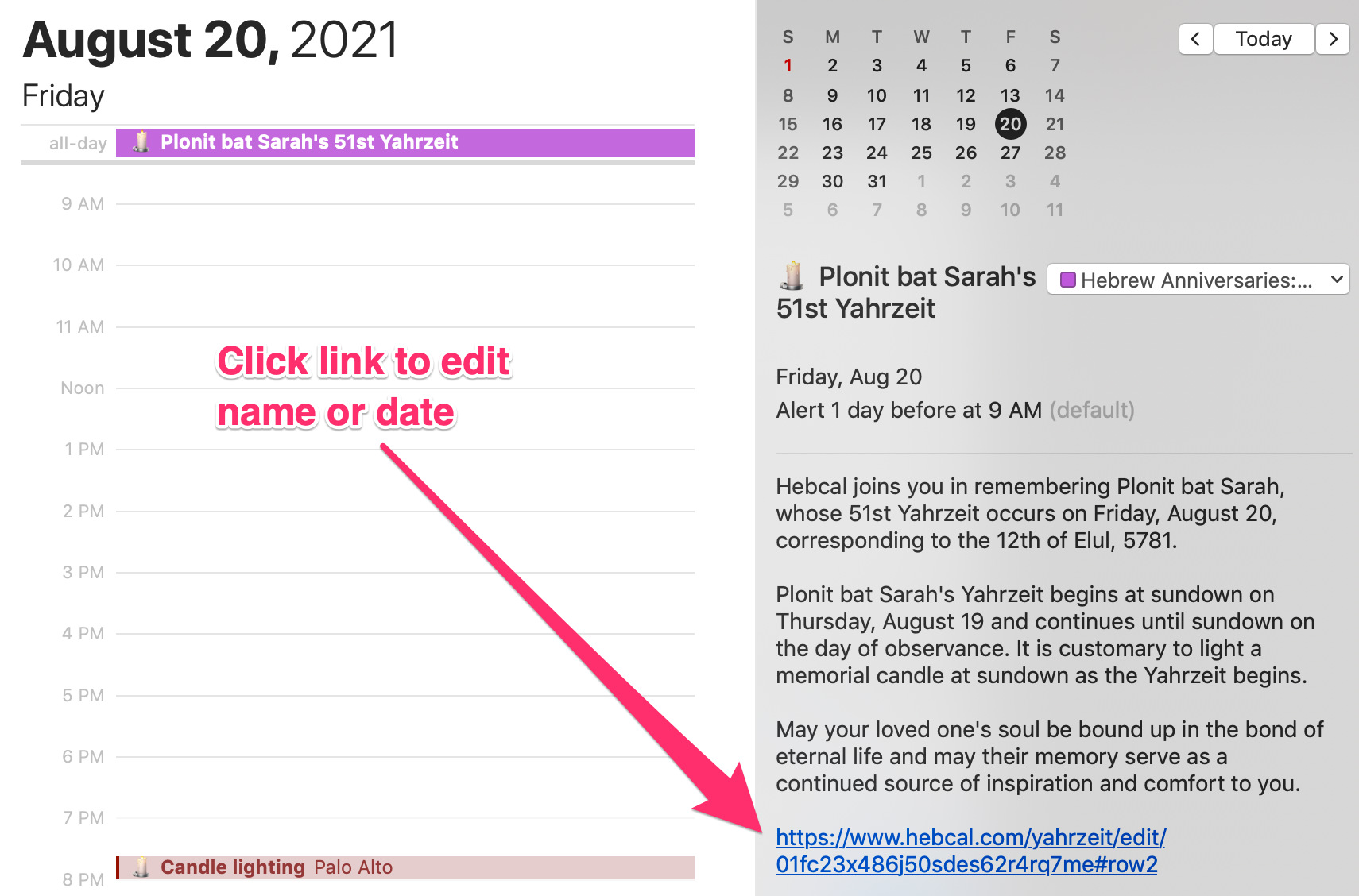 How to make changes to a Yahrzeit + Anniversary calendar Hebcal