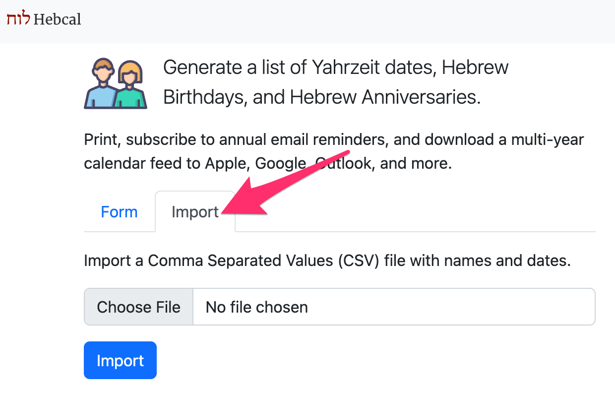 CSV Import for Yahrzeit + Anniversary calendar Hebcal