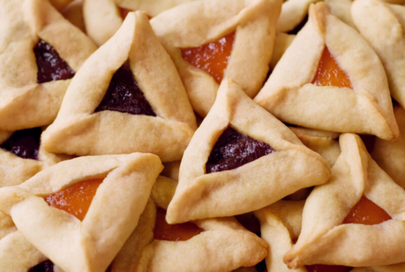 Traditional hamantaschen cookies for the Jewish festival of Purim